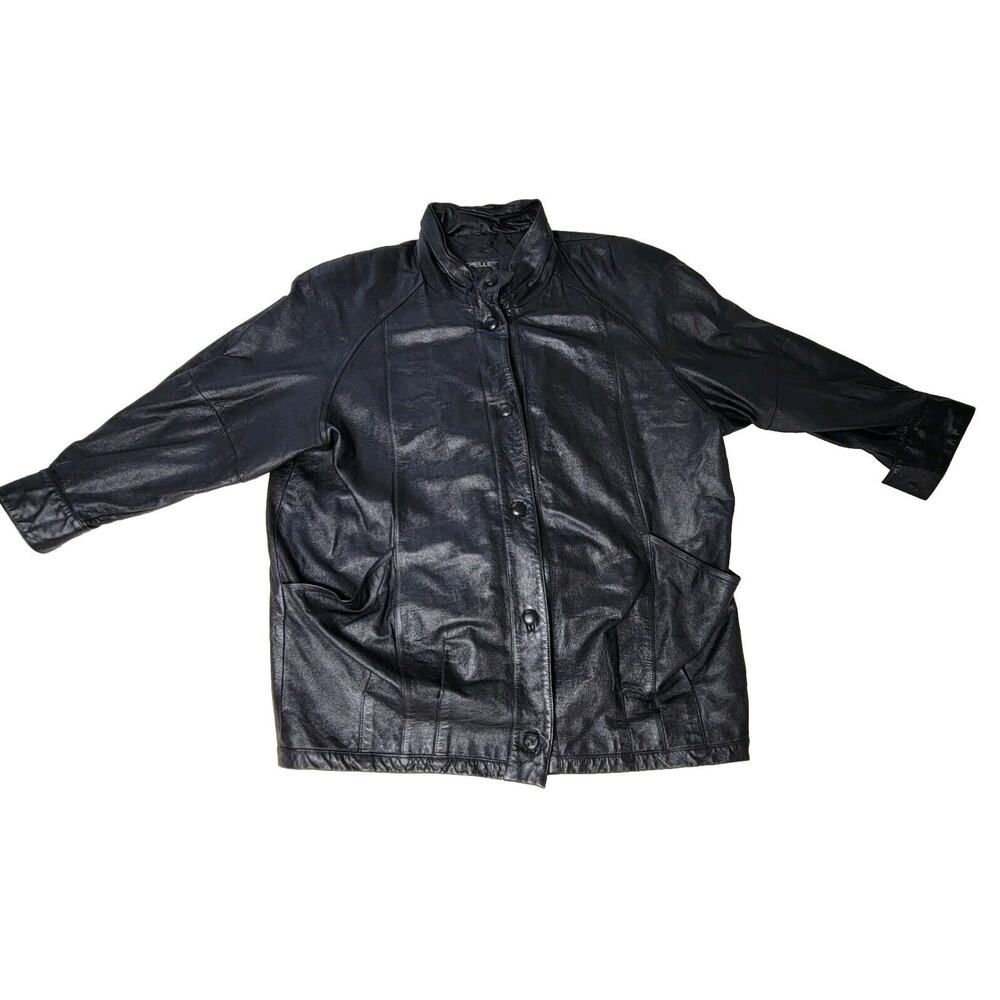 Vintage Pelle Black Leather Mob Wife Motorcycle Biker Jacket Coat Womens Size XL